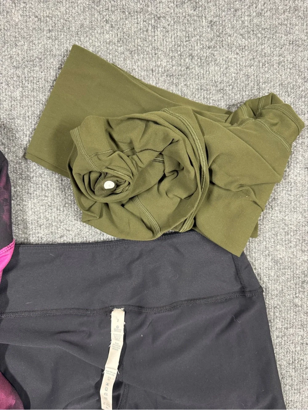 Lululemon women’s Leggings — Black, Olive Green & Pink Tie-Dye